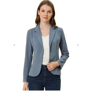 NWT Women's Allegra K Notched Lapel Collar Stretch Work Office Jacket Blazer